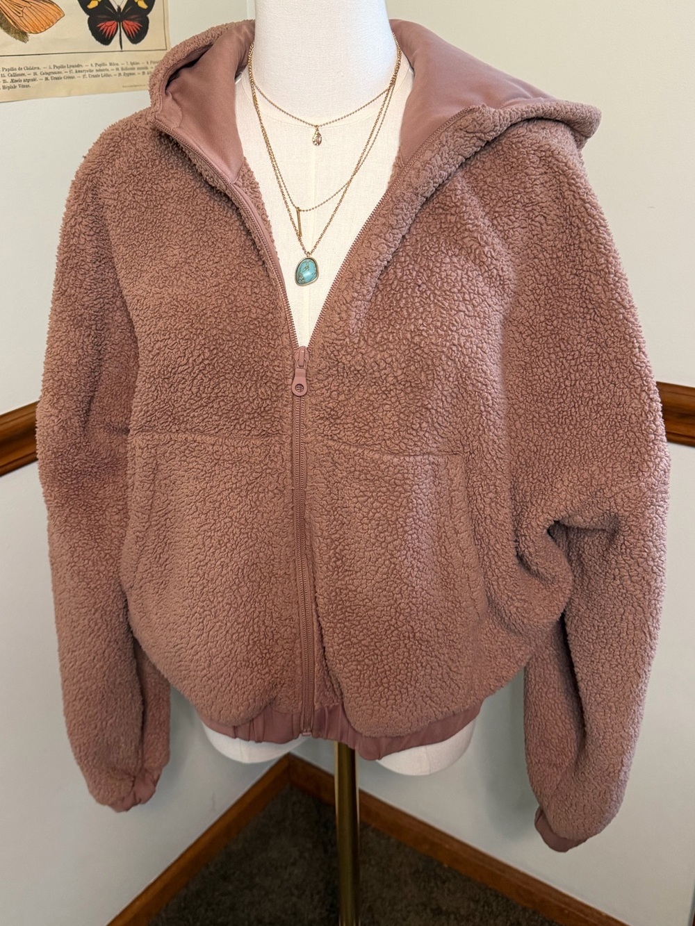 Cozy Brown Hooded Teddy Zip-Up Jacket